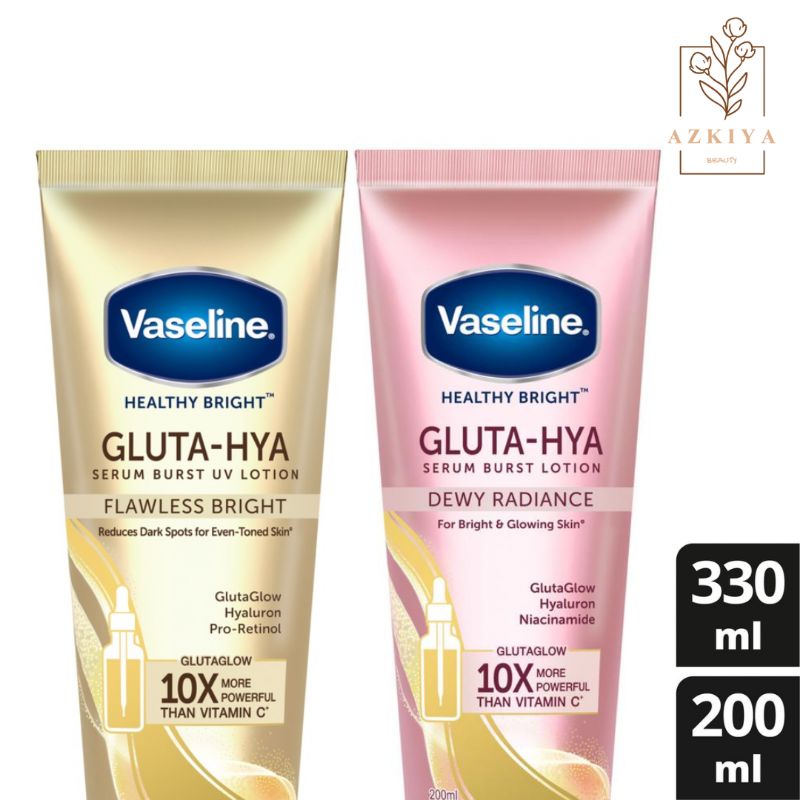 Vaseline Healthy Bright Gluta Hyaluron Niacinamide Serum UV Lotion Flawless Bright Dewy Radiance 200 ml 330 ml