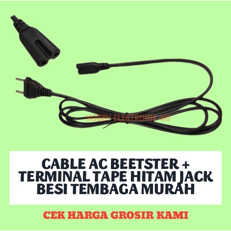 CABLE AC BEETSTER + TERMINAL TAPE HITAM JACK BESI TEMBAGA MURAH