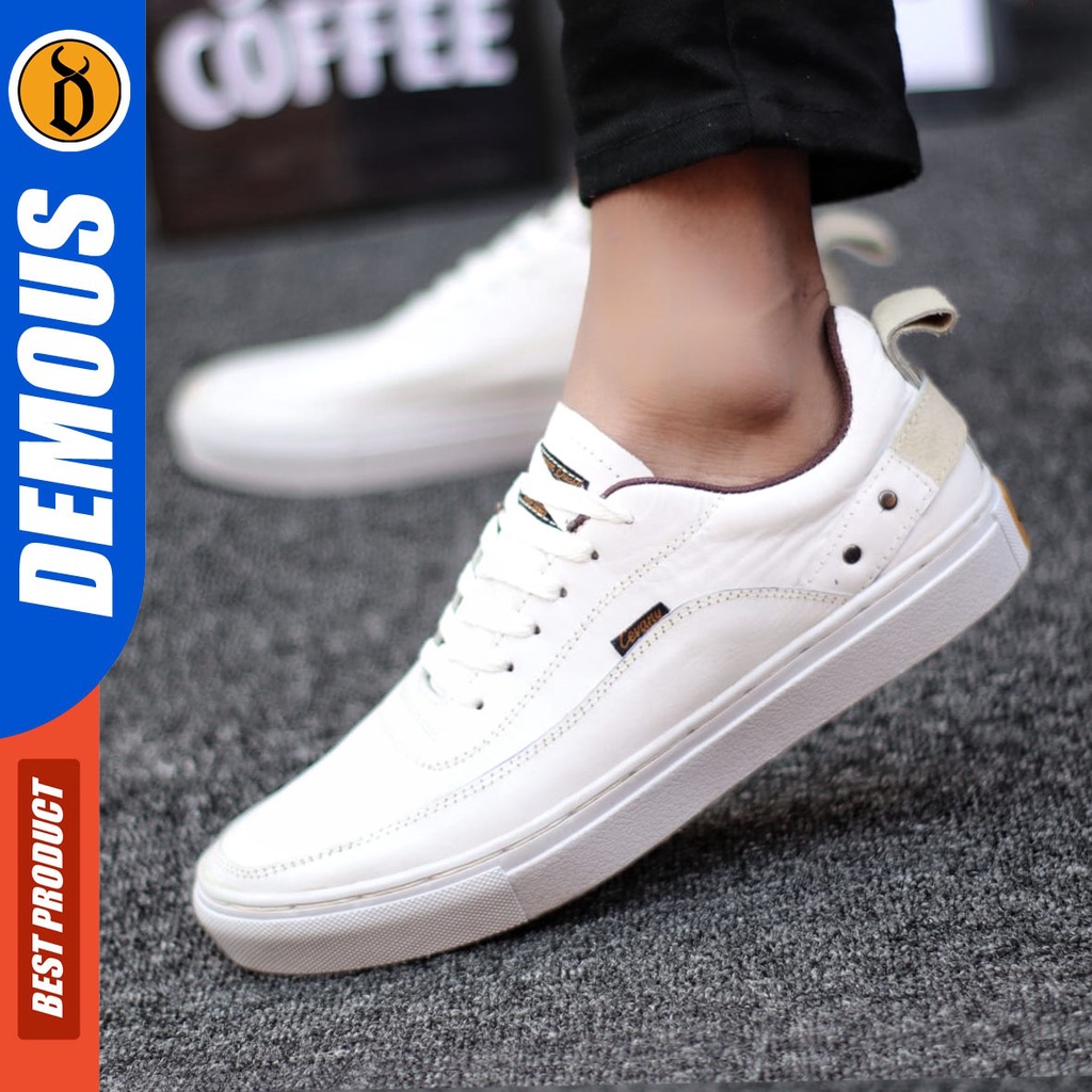 DEMOUS Cyre - Sepatu Sneakers Casual Tali Pria Kulit Asli