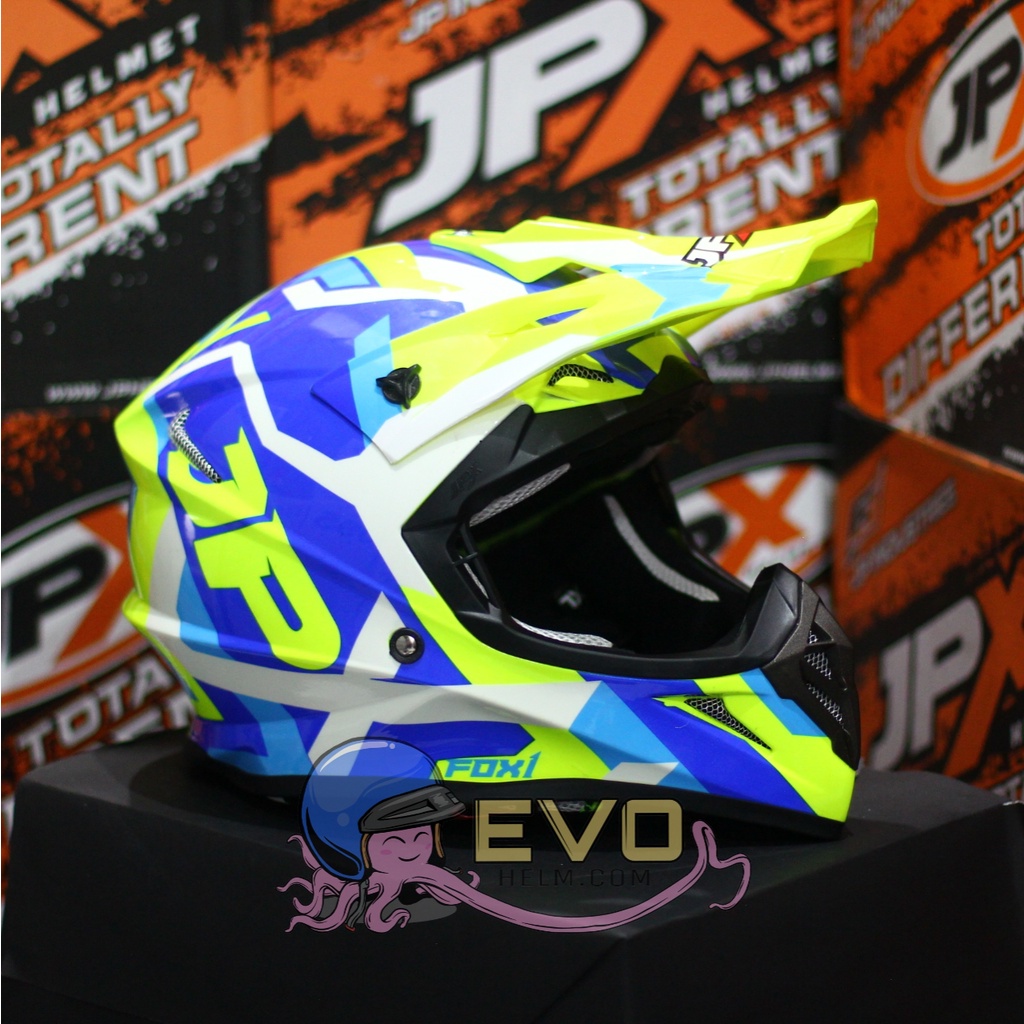 HELM JPX CROSS_FOX1 SERI X29 - FLUO YELLOW GLOSS + GOOGLE SNAIL (ONGKIR 2 KG) HELM JPX TERBARU