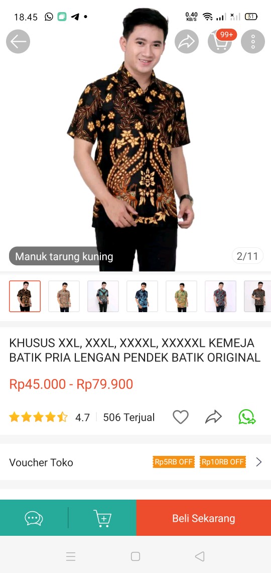 Batik Original M, L, Xl, Xxl Hem Kemeja Batik Pria Lengan Pendek Best Seller Terlengkap