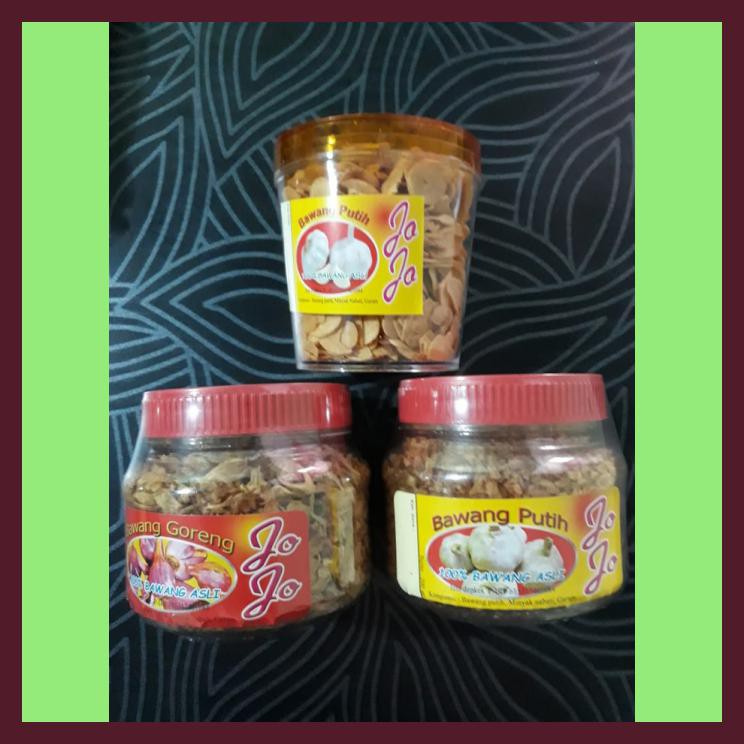 

BAWANG PUTIH GORENG JOJO 110 GR IRISAN FIRST HAND