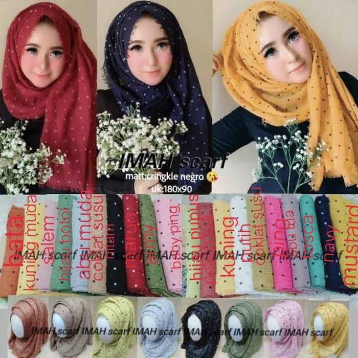 hijab pashmina crinkle motifpolkadot COD / kerudung pashmina crinkle motif polkadot