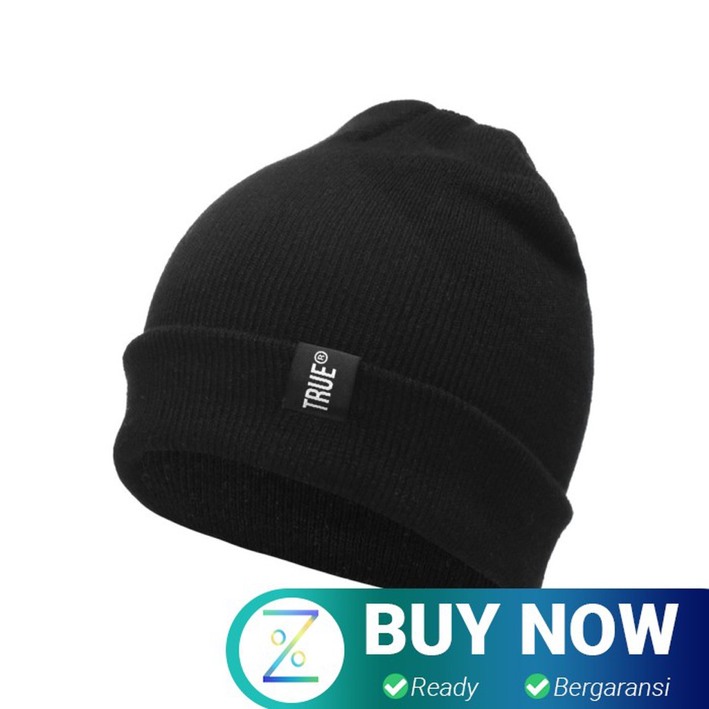 TRUE Topi Kupluk Rajut Beanie Hat - Black