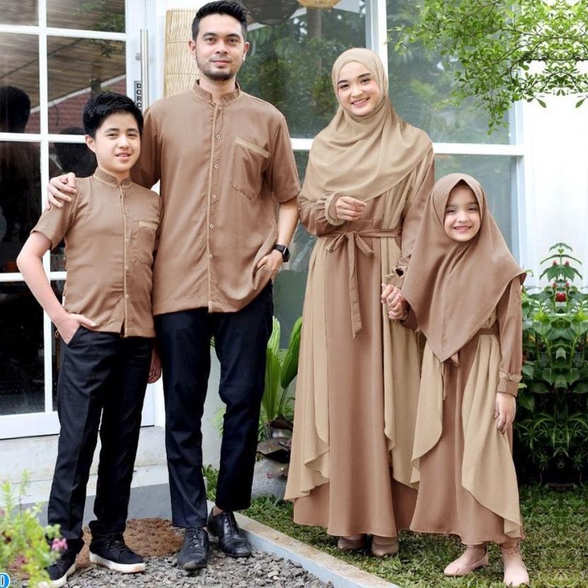 Lagi Tren.. Baju Couple Satu Keluarga + Hijab Busana Lebaran 2022 Gamis Couple Muslim/Fashion Islami