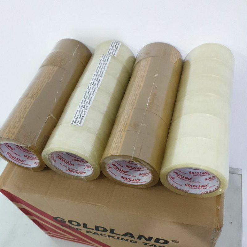 

Lakban Bening Cokelat Goldland size 2 inch 45 mm x 45 micro x 90 yard Plakban Isolasi Tape Selotip - Lakban Goldland 90yard