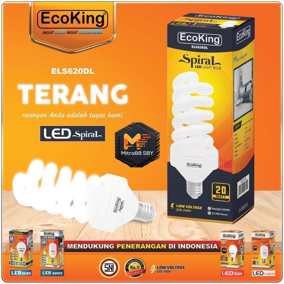 Mitra88SBY Lampu LED Spiral 20 24 28 45 65 Watt Jumbo Super Terang ecoking