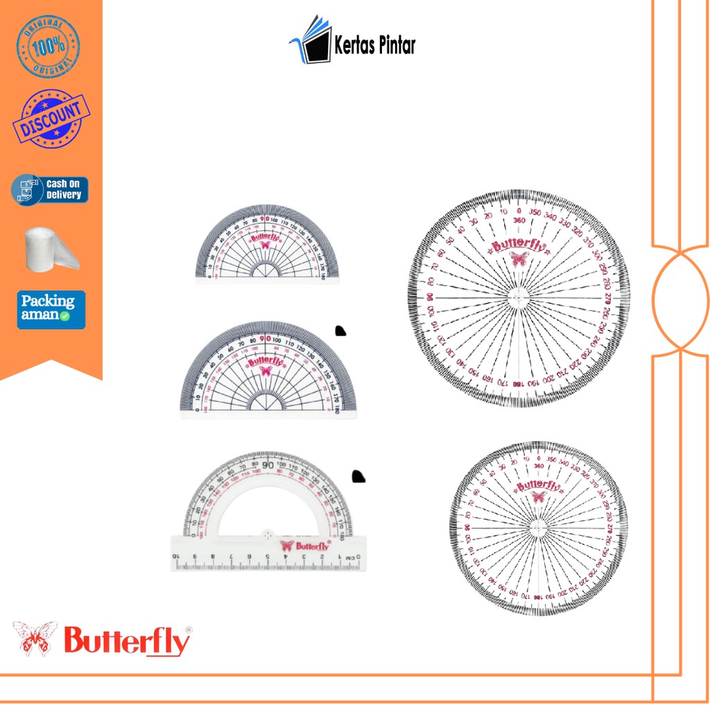 Jual Busur Butterfly Derajat Bulat Lingkaran Protractor Berbagai Ukuran Indonesia