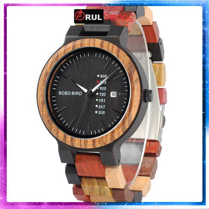 BOBO BIRD Jam Tangan Kayu Day Date Pria - WP14