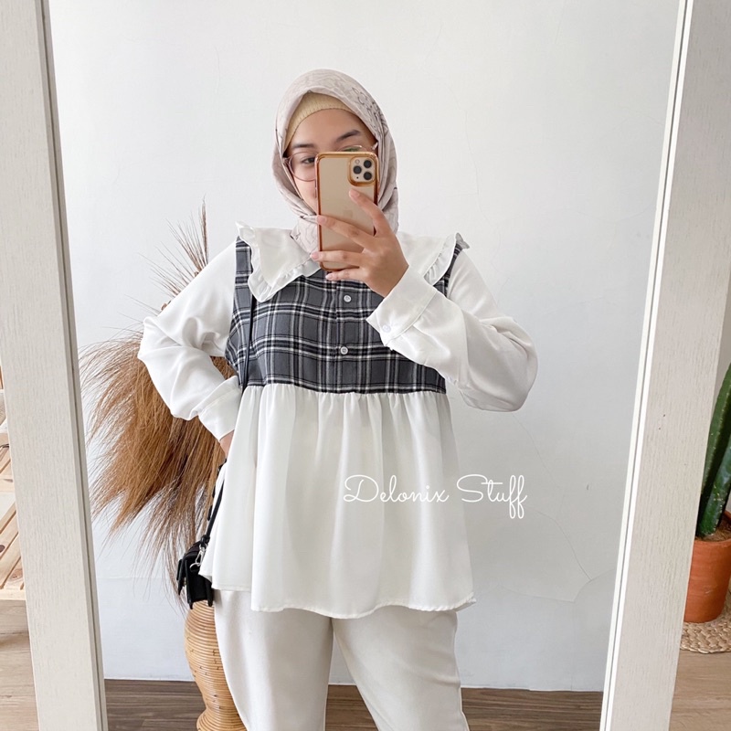 Shelby flanel peplum top