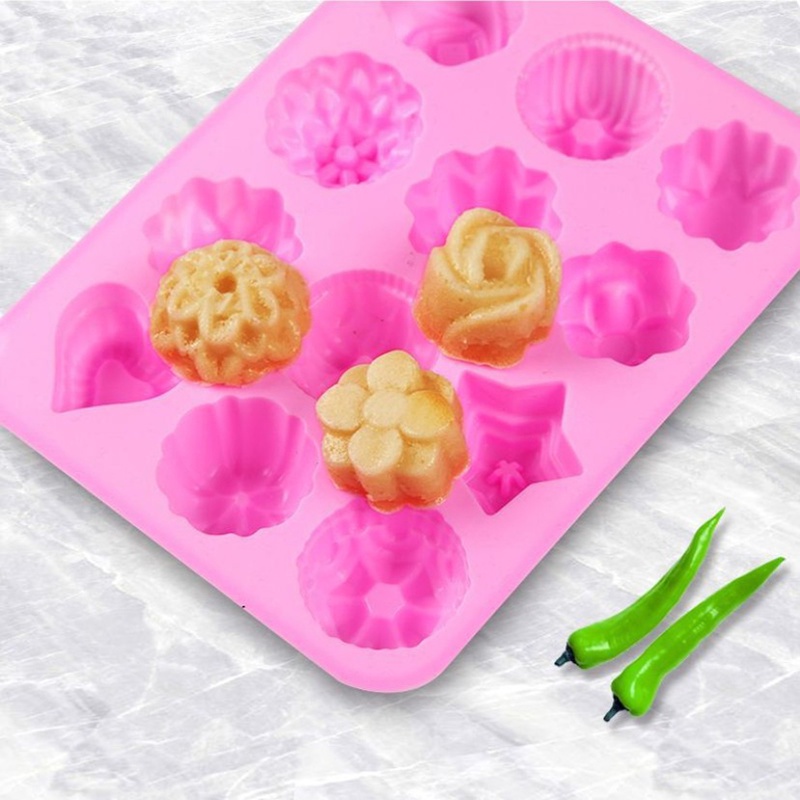 [12 Kinds of Floral Silicone Cake Molds] [Tools for Making Desserts] [for Making Handmade Candles &amp; Soaps &amp; Chocolates &amp; Pastries &amp; Cakes]