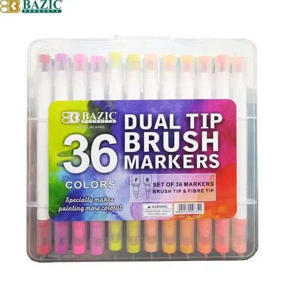

(BISA COD) Dual Tip Brush Pen 36 Warna BAZIC MURAH Kode 611