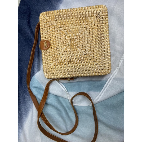 TAS ROTAN || TAS WANITA || KOTAK / SQUARE || LIGHT BROWN
