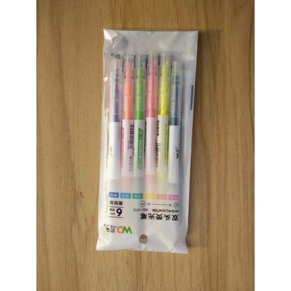 

stabilo highligther 2 sisi 1 set 6 pcs alat tulis sekolah lucu COD
