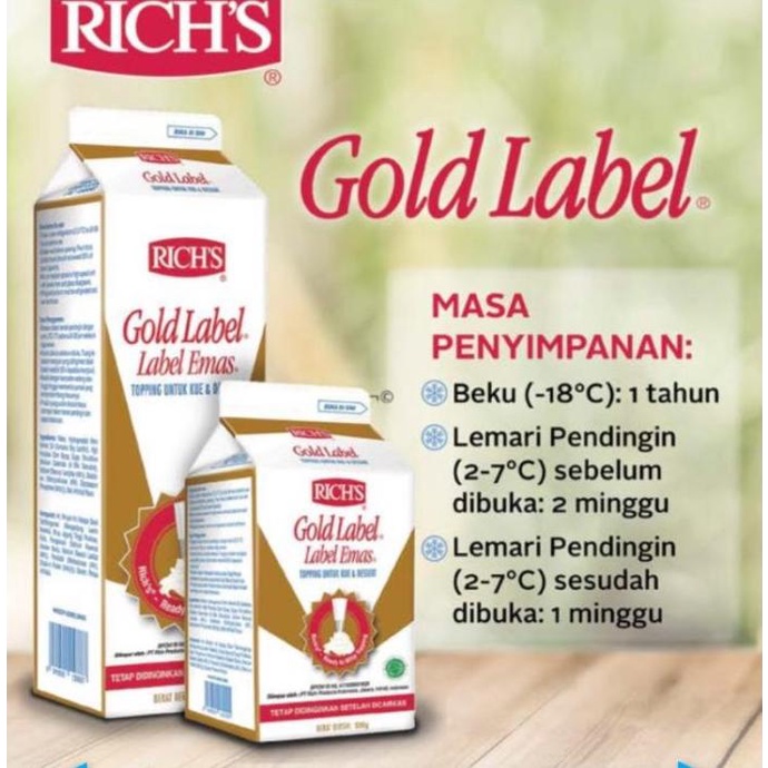 

Rich Gold Label Whipping Cream 907gram - Gosend/Grab ONLYY!!! Kode 1163