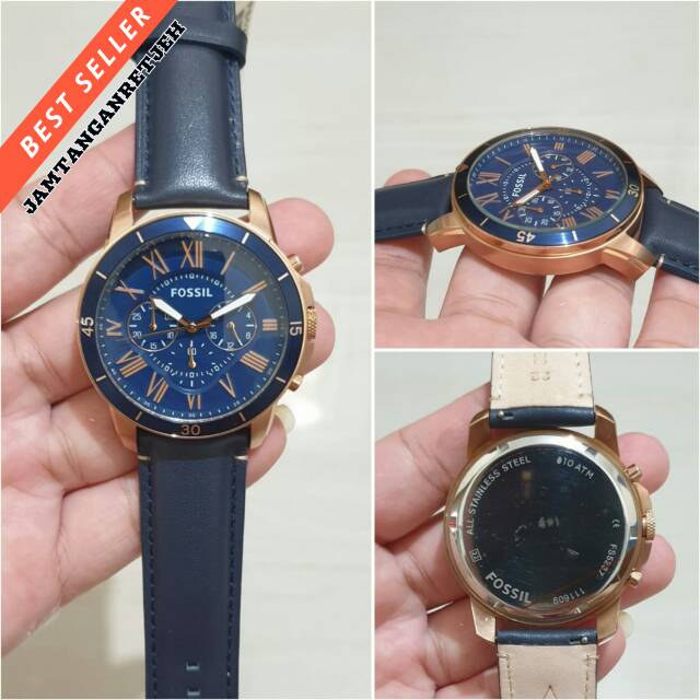 JAM TANGAN FOSSIL CHRONO ROSEGOLD BLUE