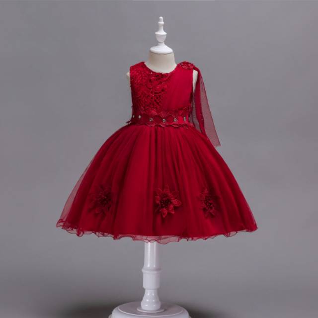 81027 MACY DRESS / GAUN PESTA ULANG TAHUN ANAK TOSCA PINK MERAH GOLD / DRESS PRINCESS IMPORT KOREA