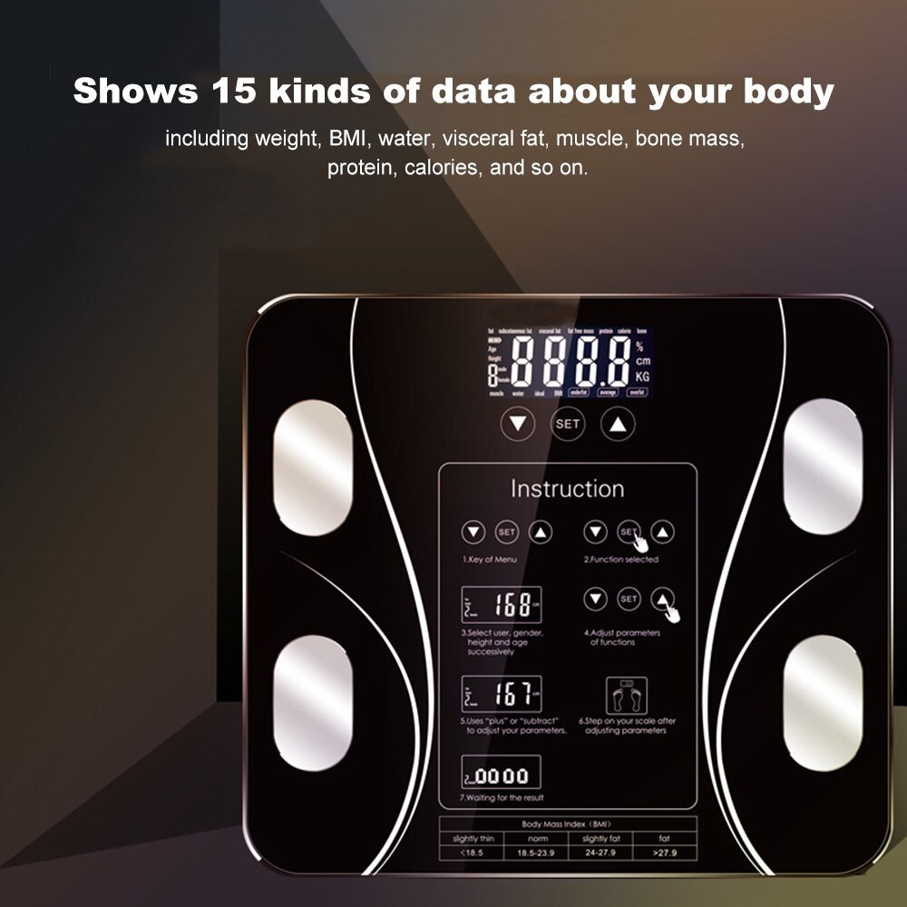 Timbangan Berat Badan BMI Digital Body Scale Fat Monitor Analisis