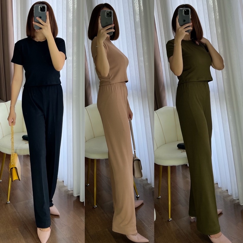 ONE SET KNIT SETELAN MANGGO KNIT PREMIUM CROP TOP