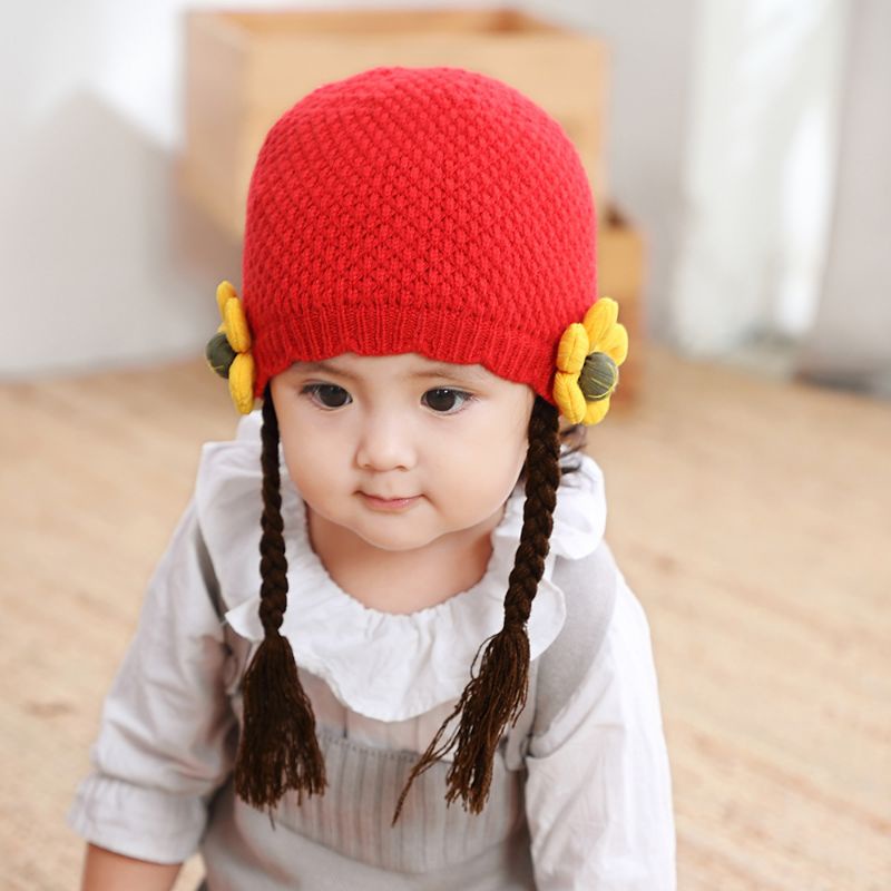 Kupluk Model Rambut Palsu / Topi Bayi Newborn Anak Perempuan / Topi Newborn Lucu / Kupluk Rajut Bayi / Topi Bayi Rajut / Baby Hat / Topi Bayi Lembut Lucu