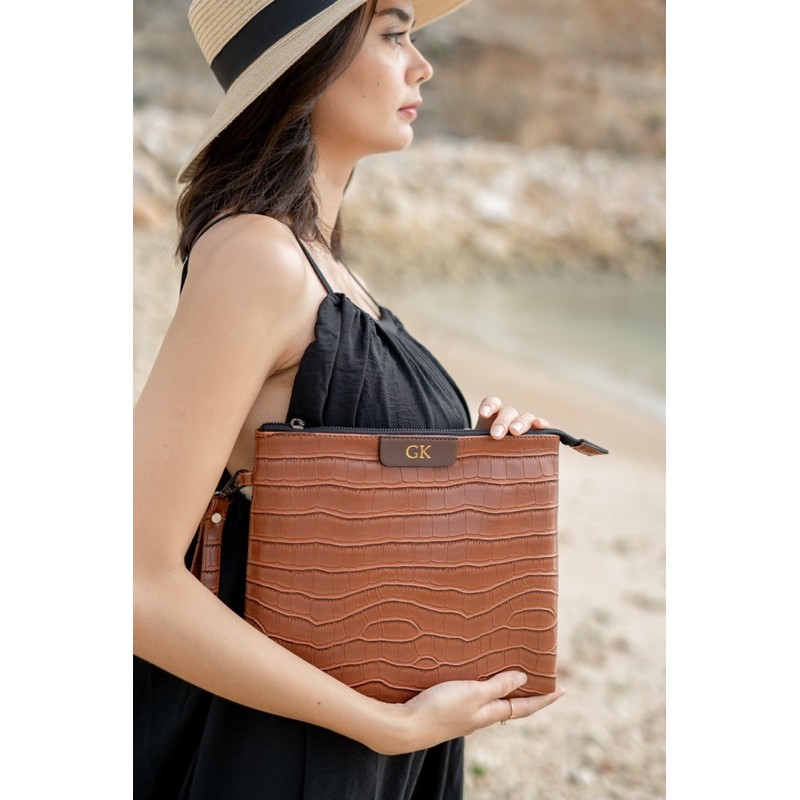 Nonataliashop - Big Croco Clutch (Free Inisial 2 Huruf)