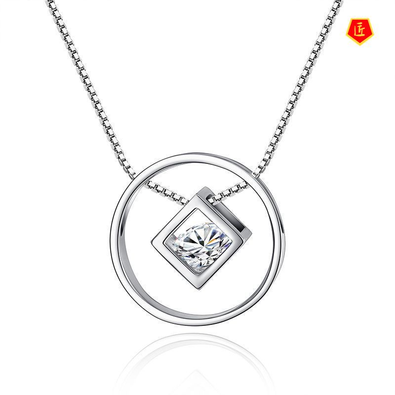 [Ready Stock]Guardian Cube Silver Necklace Japanese and Korean Women's Simple Fashion