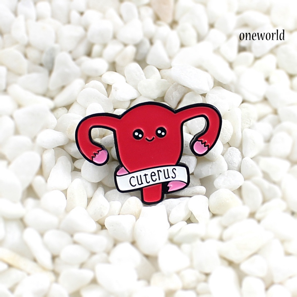 OW@ Cartoon Uterus Shape Enamel Brooch Pin Clothing Jeans Jacket Badge Breast Pin Decor