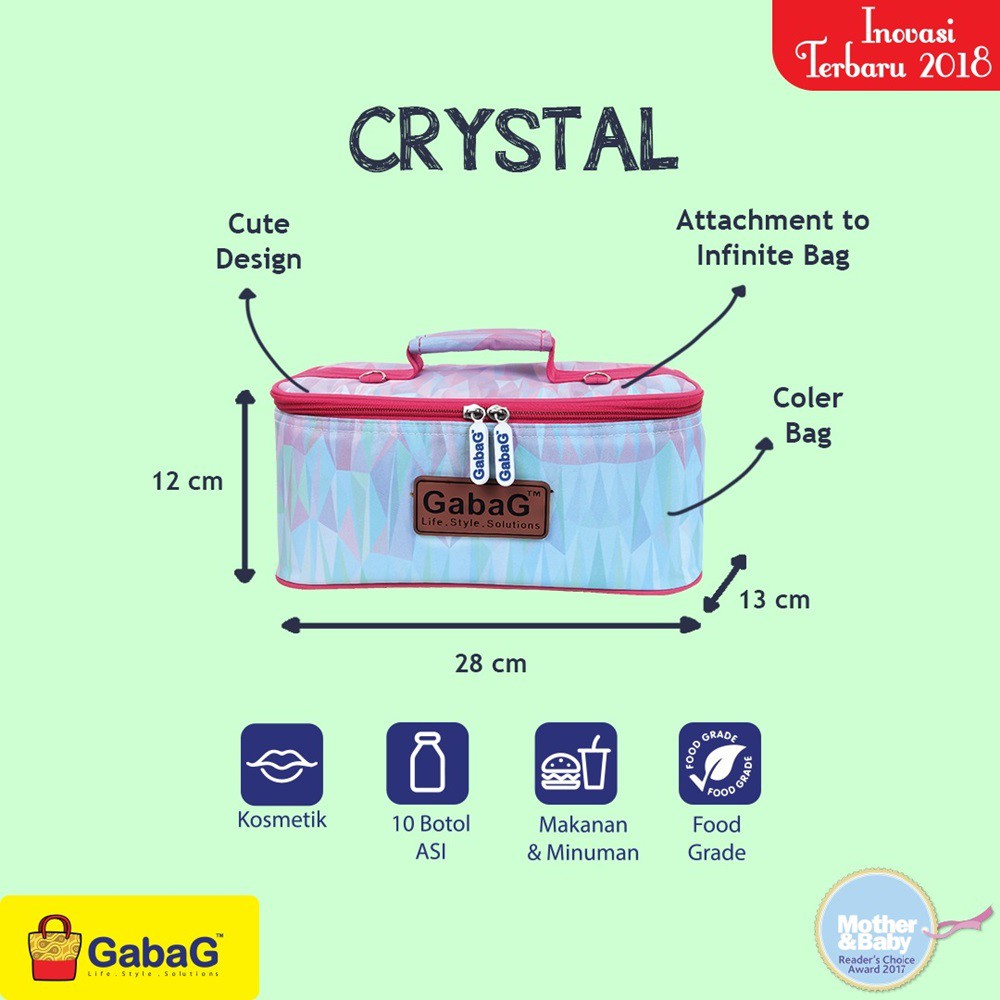 Gabag Single Infinite Series Cooler Bag / Tas Asi - Motif Bunga, Awan, Crystal, RAIN LILY + Free 1 ice gel
