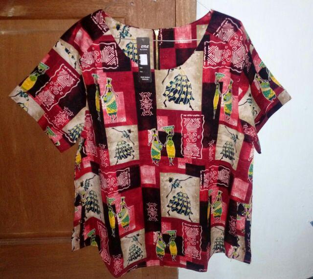 Blouse 129 Cx#, Blouse Batik Ukuran Super Jumbo Sampai Xxxl, Atas Batik Kantor Big Size, Grosir