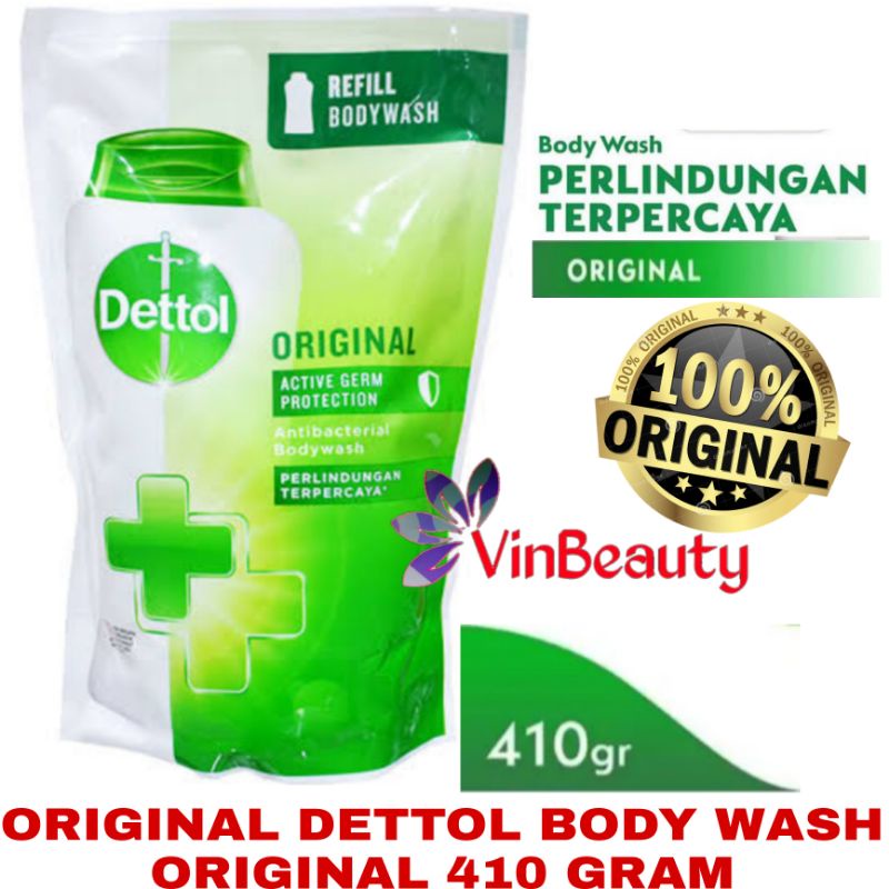 ORIGINAL DETTOL BODY WASH ORIGINAL 410 G / SABUN MANDI CAIR REFILL DETTOL ORIGINAL 410 GR