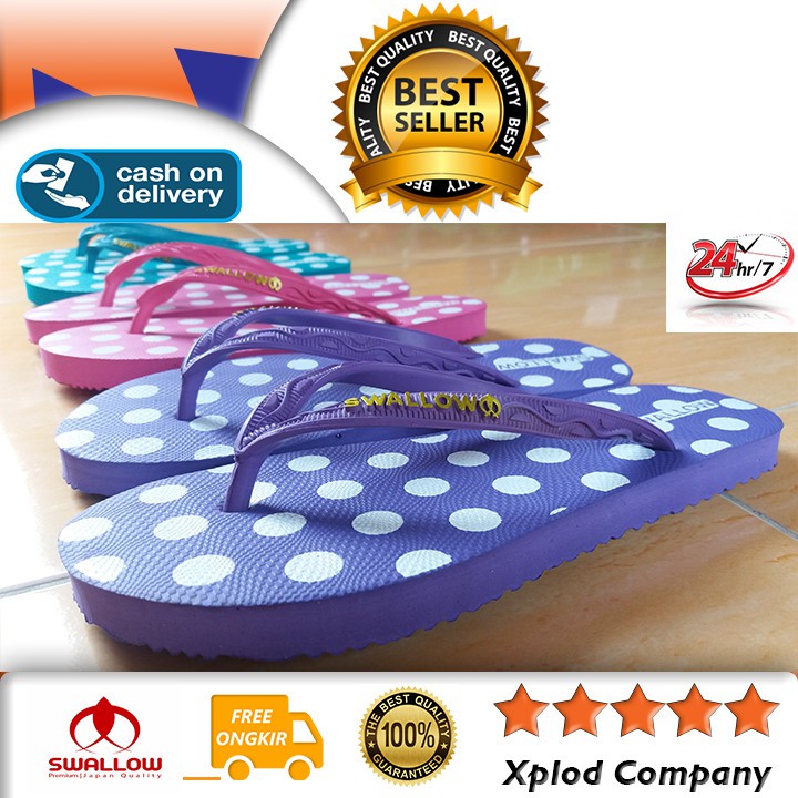 Sandal Jepit Swallow Wanita Polkadot Ukuran 9 5 Pink dan Sandal Jepit Swallow Wanita Polkadot Ukuran 9 5 Pink dan
