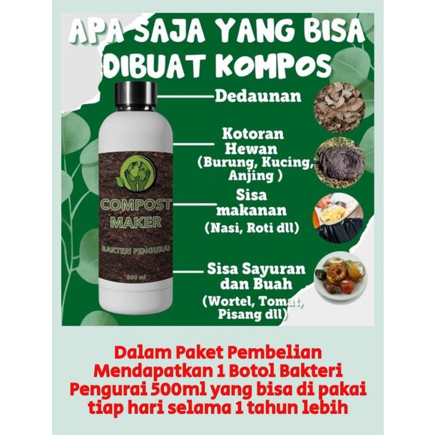 Bakteri pengurai sampah compost maker + temp. pembtnan kompos pkt pelindung lingkungan