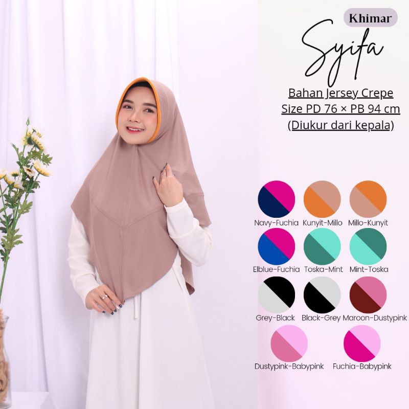 Termurah - Hijab Dewasa Bergo Khimar Instan Syifa Bahan Jersey Crepe Nyaman Dipakai | Bisa Cod