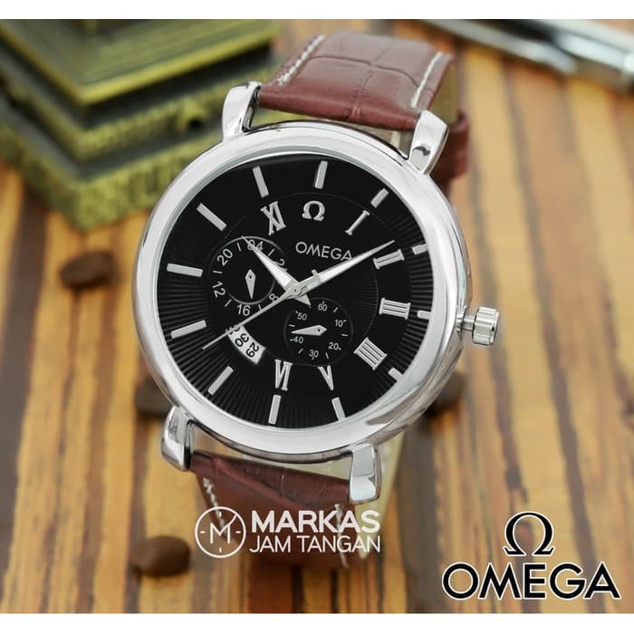 Jam Tangan Pria Omega Date Leather Watch | MRKS