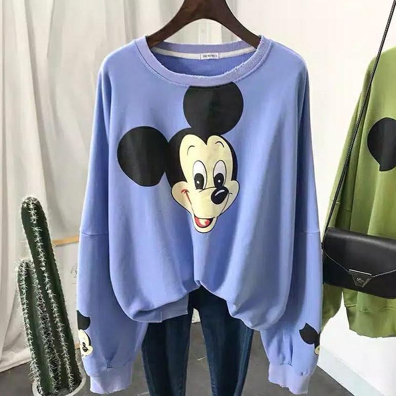 Mickey Oversize Sweater Kartun Jumbo Fleece <