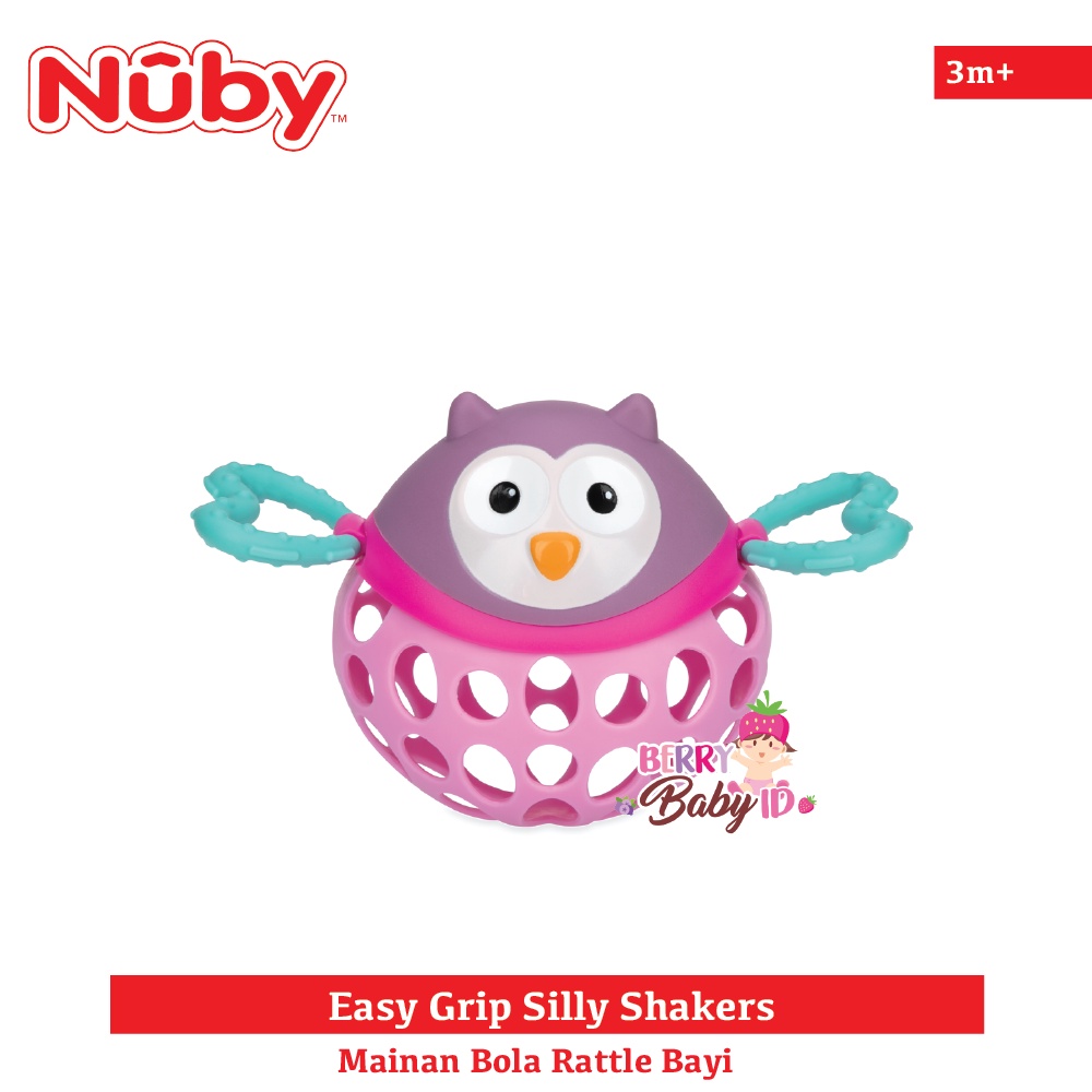 Nuby Easy Grip Silly Shakers Mainan Rattle Bola Sensori Bayi 3m+ Berry Mart