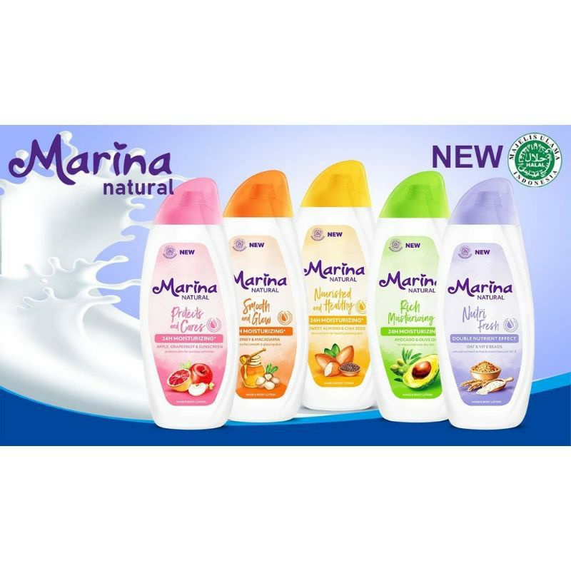 ❤ERSYAIBA❤MARINA Natural Hand &amp; Body Lotion 100 &amp; 200 ml New Package