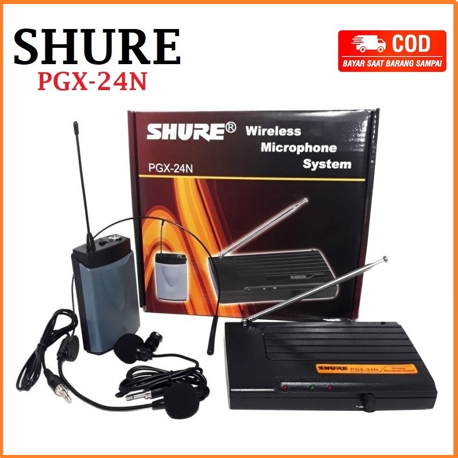 Mic Wireless Shure PGX 24 N Headset+ Clipon isi 2 mic-suara mantap