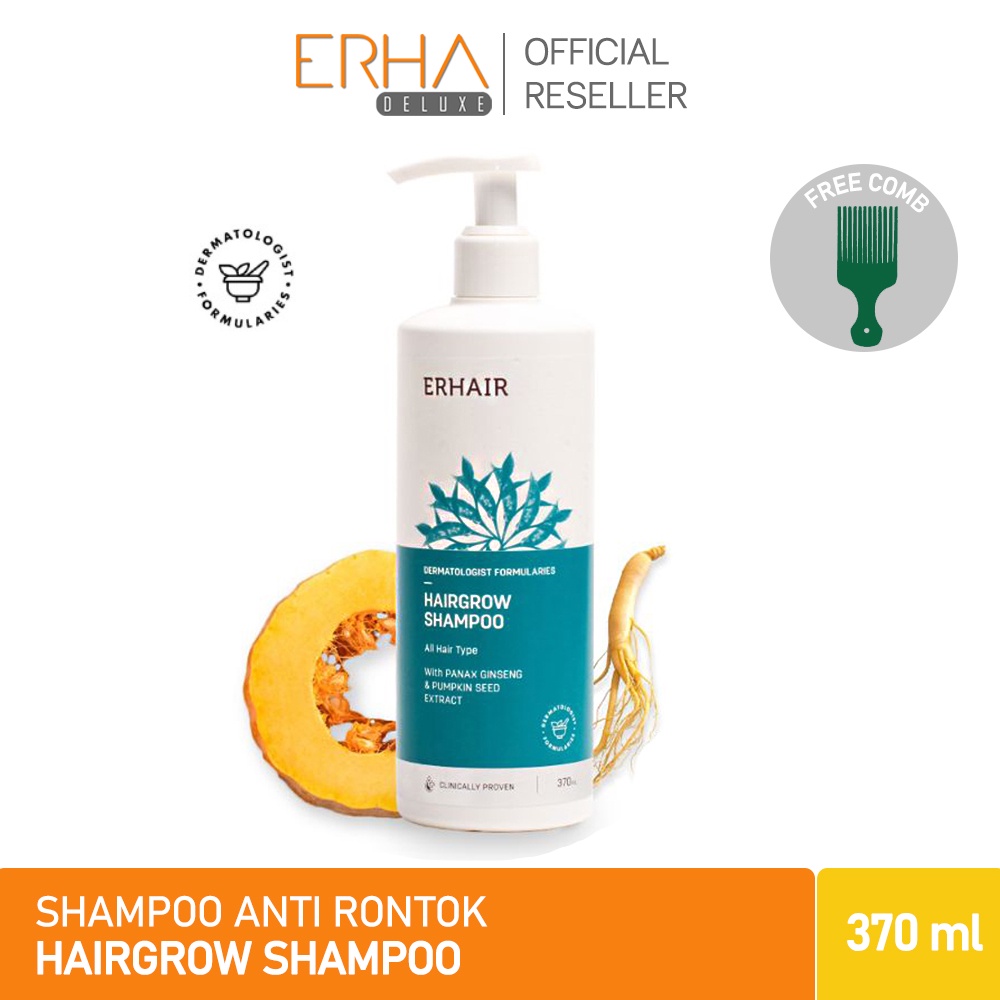 ERHAIR Shampoo Penumbuh Rambut Rontok ERHA Hairgrow 370 ml - Ekstrak Ginseng / Teruji Klinis BPOM