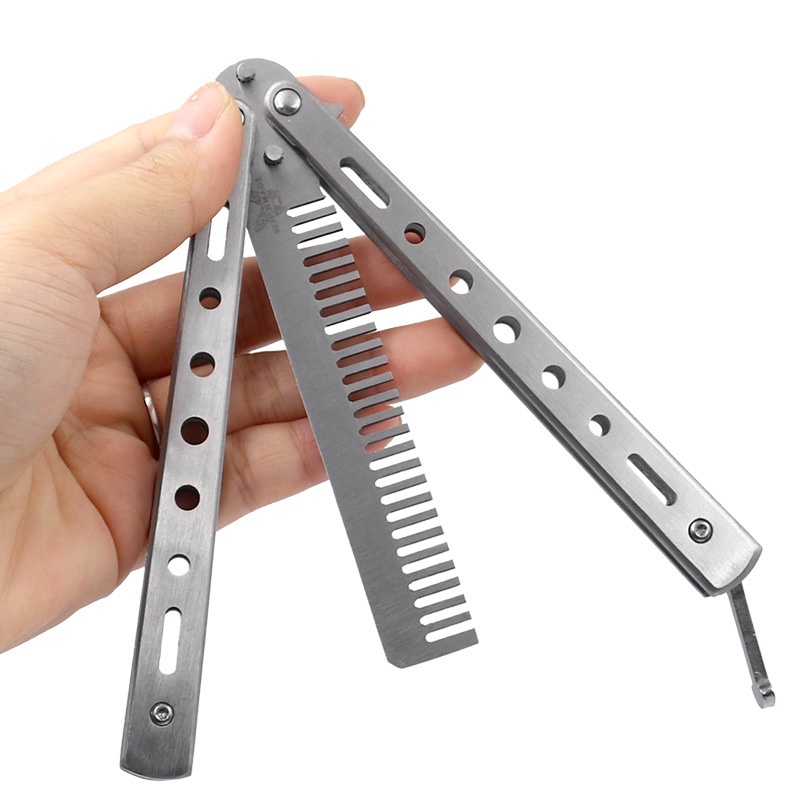 Sisir Lipat Besi Balisong Sisir Rambut Pria Wanita Hair Comb Mini Stainless Tahan Karat