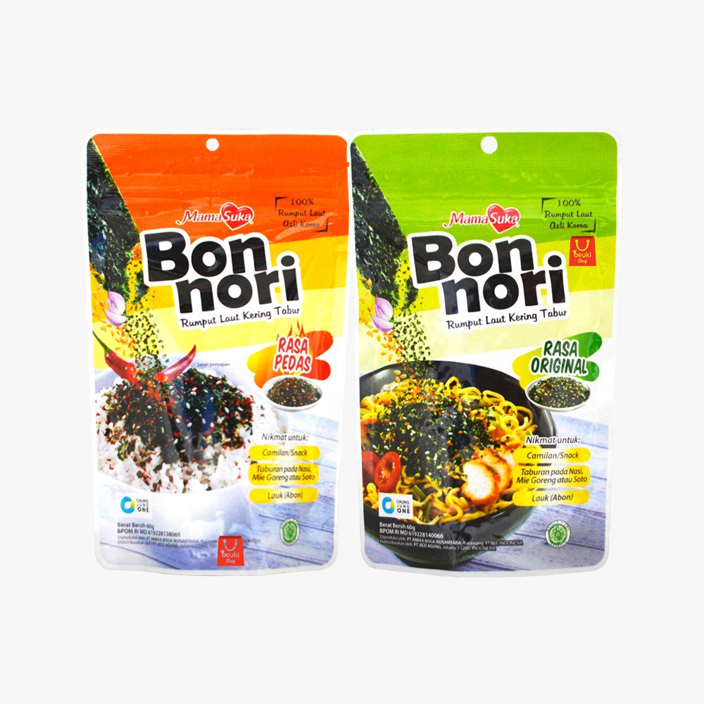 

Bon Nori Mama Suka Rumput Laut Kering Tabur Aneka Rasa Kemasan Pouch - 60gr