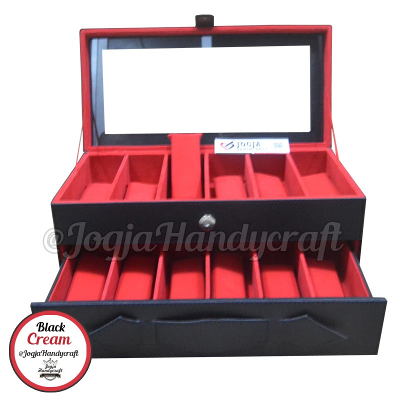 Kotak Tempat Kacamata Isi 12 / Glasses Box organizer  - Black Red