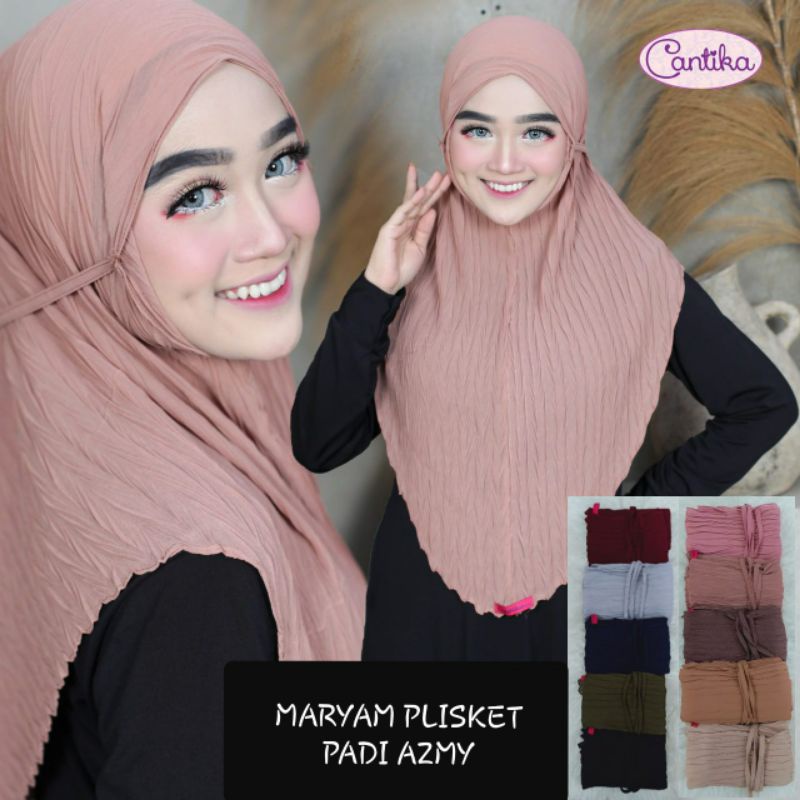 (ORI CANTIKA) Hijab intan/Bergo Maryam Plisket Ceruty Padi AZMY
