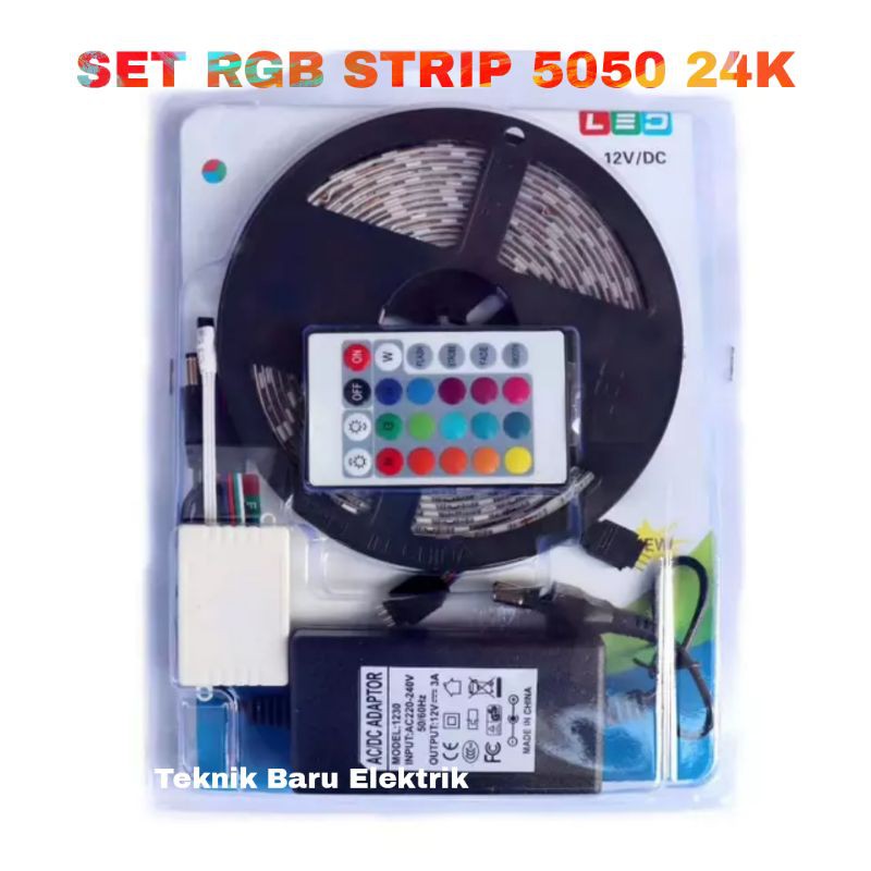 PAKET LENGKAP LED STRIP RGB 5M SMD 5050 IP33 IP44 DISCO KAMAR AESTETIC CEWEK COWOK DIY MATA BESAR