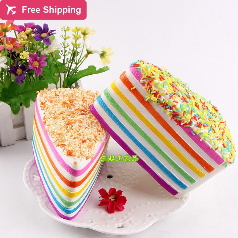Squishy Unicorn/ Buah/ Roti Squishy Pu Simulation Triangle Rainbow Large Cake COD
