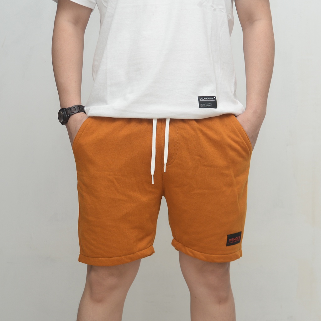 Wengkie.id / Boardshort / celana pendek pria / celana pendek wanita / celana casual / celana pendek murah / Warna Mustard - Kubus