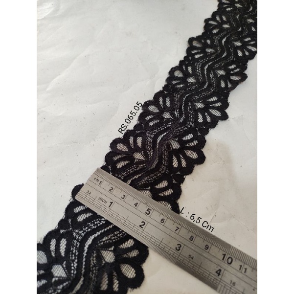 Renda stretch lebar 6,5 Cm warna hitam
