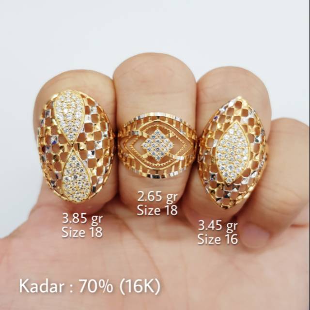 M1 - CINCIN SIZE 16 & SIZE 18 Emas Kadar 70% (16K)