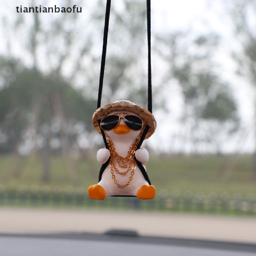 [tiantianbaofu] Car Pendant Cute Anime Little Duck Swing Auto Rearview Mirror Hanging Ornaments Boutique