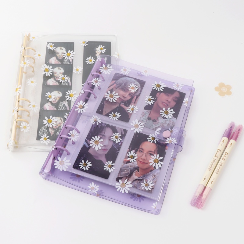 A5 A6 Daisy Transparent Jelly Purple Binder Album 6 Holes Photo Album Photocard Lomo Card Album Cover DIY journal Notebook